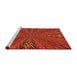 Serging Thickness of Machine Washable Transitional Orange Red Rug, wshpat840