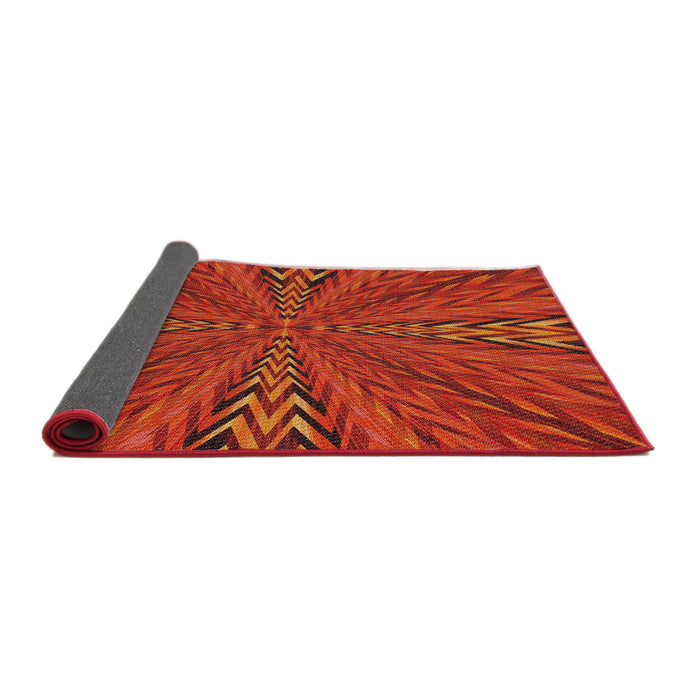 Thickness of Patterned Orange Red Novelty Rug, pat840