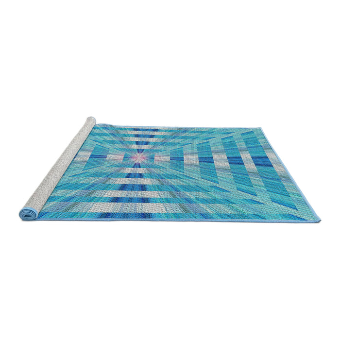 Serging Thickness of Machine Washable Transitional Blue Ivy Blue Rug, wshpat856