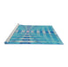 Serging Thickness of Machine Washable Transitional Blue Ivy Blue Rug, wshpat856