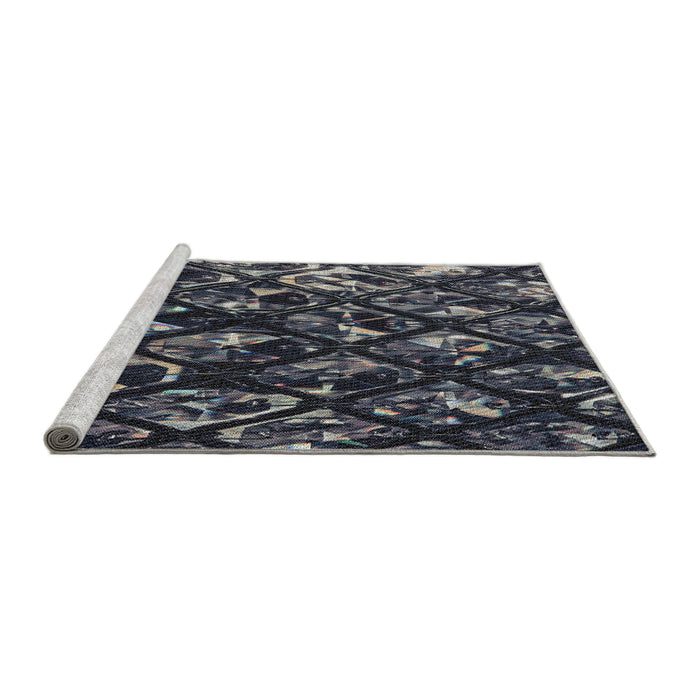 Serging Thickness of Machine Washable Transitional Silver Gray Rug, wshpat859