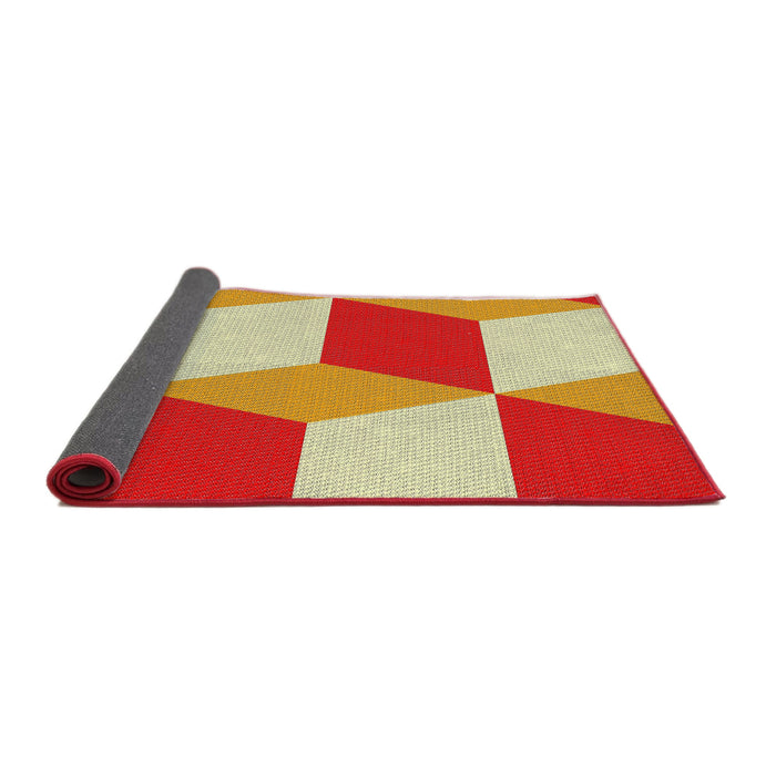 Thickness of Patterned Neon Red Novelty Rug, pat860