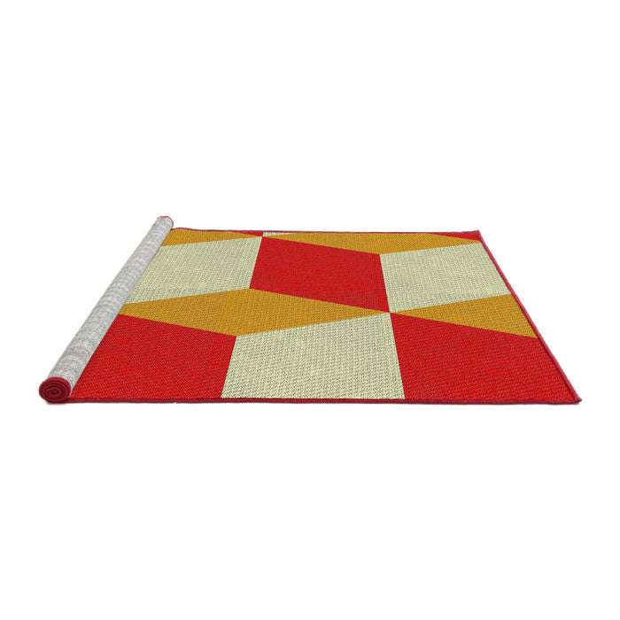 Serging Thickness of Machine Washable Transitional Neon Red Rug, wshpat860