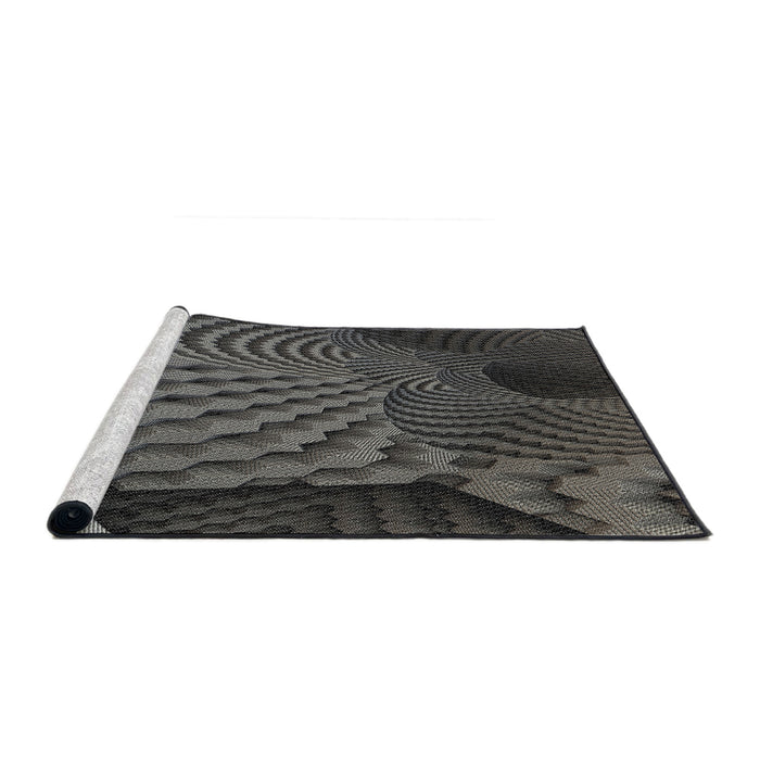 Serging Thickness of Machine Washable Transitional Grey Gray Rug, wshpat865