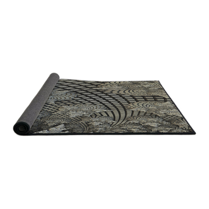 Thickness of Patterned Charcoal Black Novelty Rug, pat867