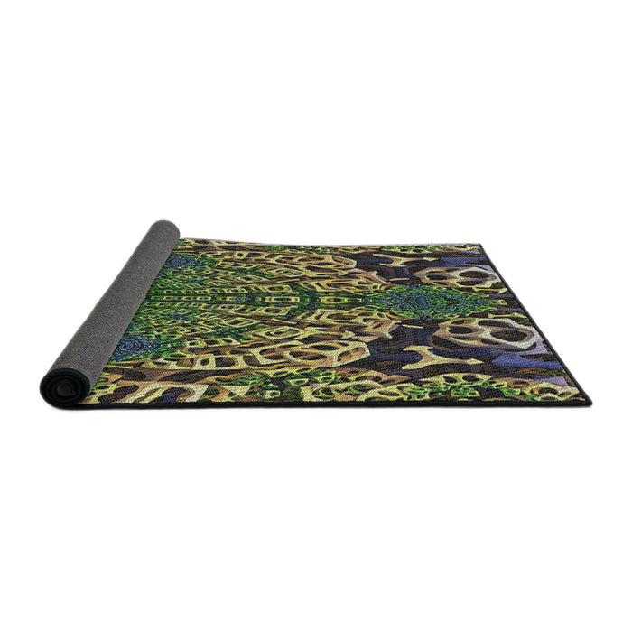 Thickness of Patterned Charcoal Black Novelty Rug, pat868
