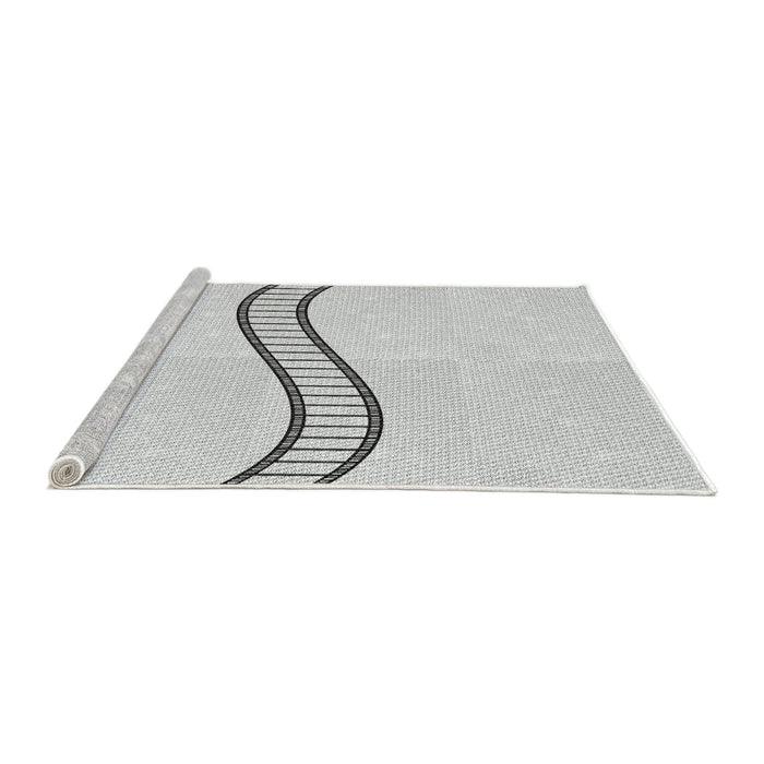 Serging Thickness of Machine Washable Transitional Dark Gray Rug, wshpat87