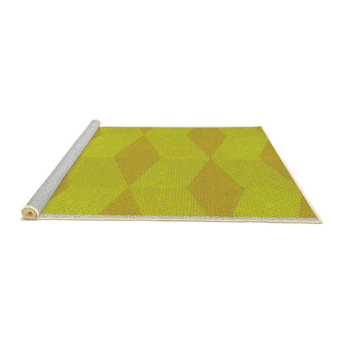 Serging Thickness of Machine Washable Transitional Yellow Rug, wshpat870