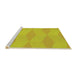 Serging Thickness of Machine Washable Transitional Yellow Rug, wshpat870