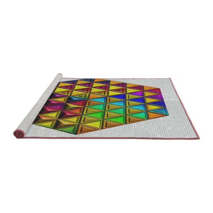 Serging Thickness of Machine Washable Transitional Tan Brown Gold Rug, wshpat873