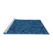 Serging Thickness of Machine Washable Transitional Blueberry Blue Rug, wshpat875