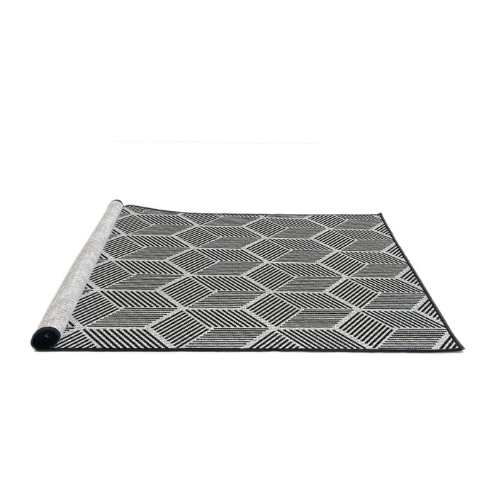 Serging Thickness of Machine Washable Transitional Charcoal Black Rug, wshpat876