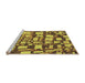 Serging Thickness of Machine Washable Transitional Gen Brown Yellow Rug, wshpat878