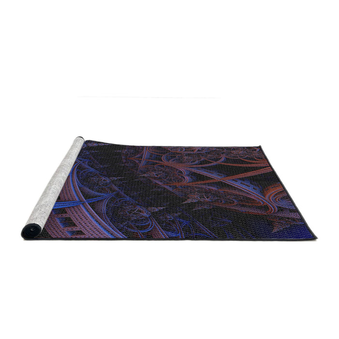 Serging Thickness of Machine Washable Transitional Grape Purple Rug, wshpat880