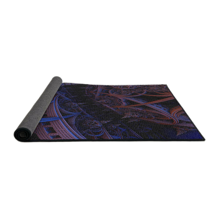 Thickness of Patterned Purple Novelty Rug, pat880