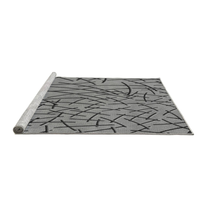 Serging Thickness of Machine Washable Transitional Gray Rug, wshpat882