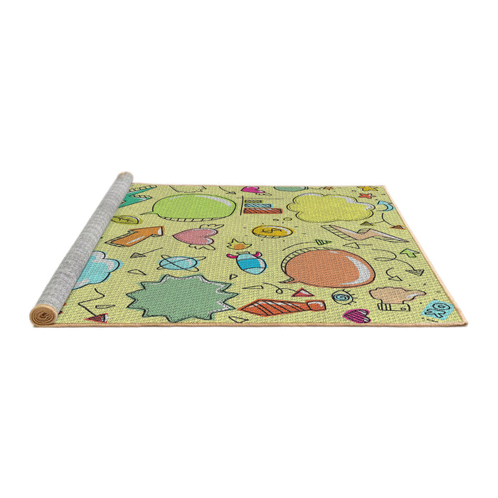 Serging Thickness of Machine Washable Transitional Tea Green Rug, wshpat883