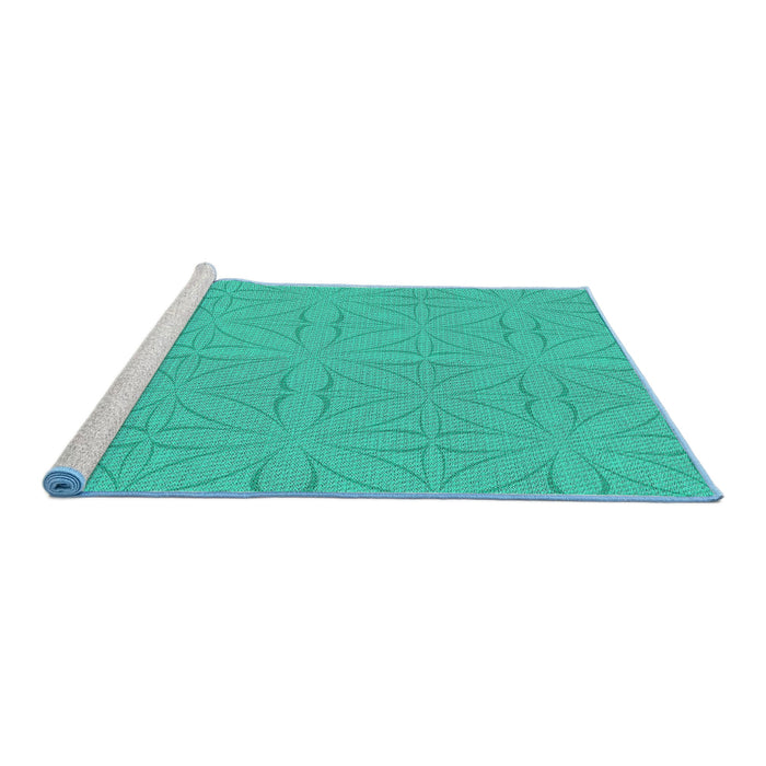 Serging Thickness of Machine Washable Transitional Light Sea Green Rug, wshpat885