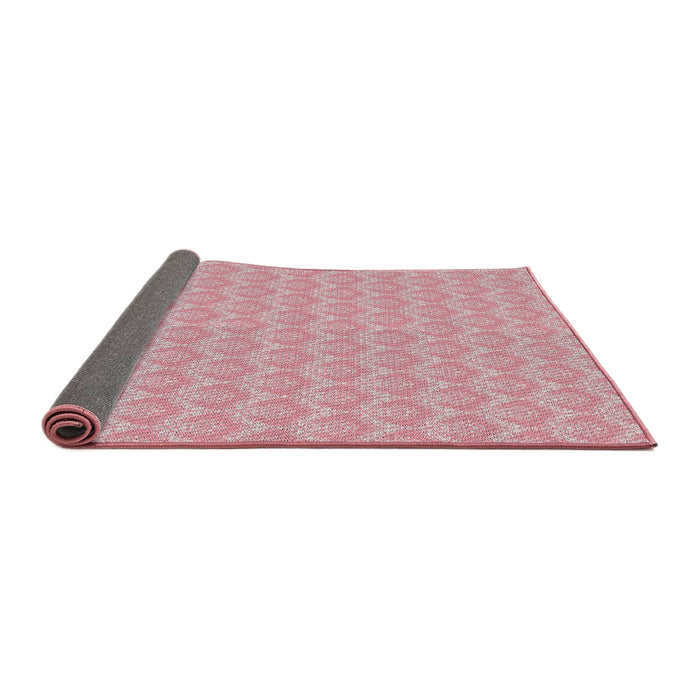 Thickness of Patterned Dark Pink Novelty Rug, pat888
