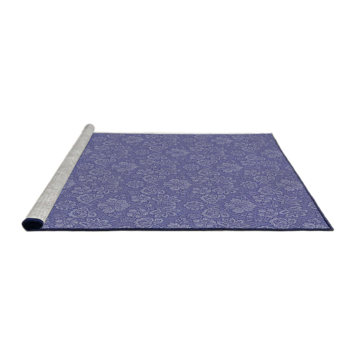 Serging Thickness of Machine Washable Transitional Deep Periwinkle Purple Rug, wshpat889