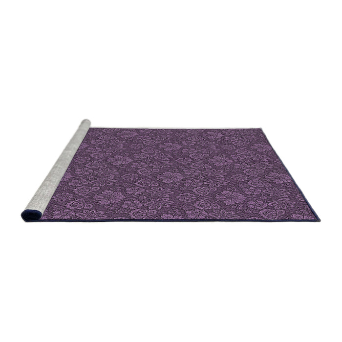 Serging Thickness of Machine Washable Transitional Dark Purple Rug, wshpat890
