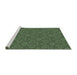 Serging Thickness of Machine Washable Transitional Dark Forest Green Rug, wshpat891