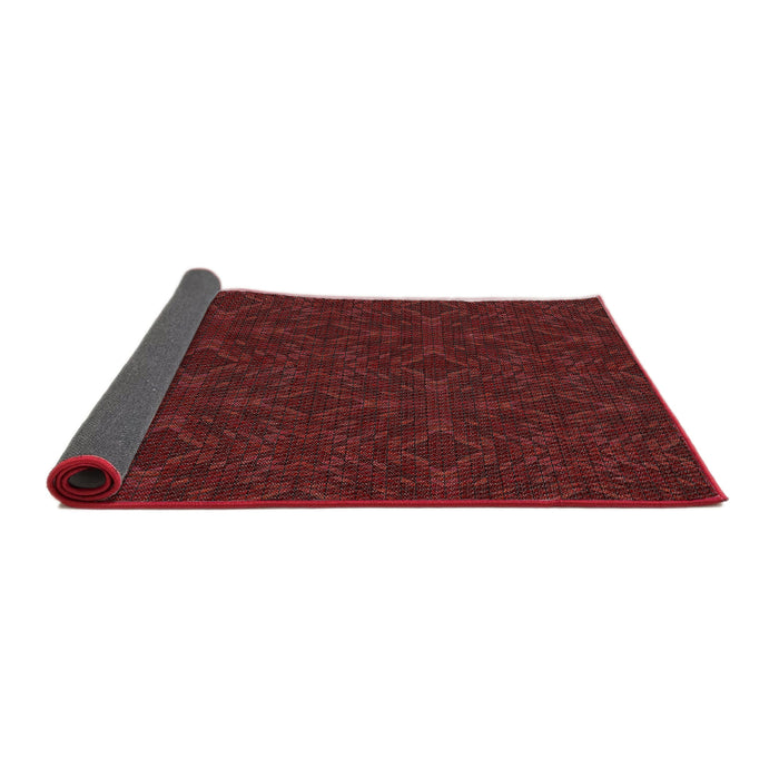 Thickness of Patterned Fire Brick Red Novelty Rug, pat894
