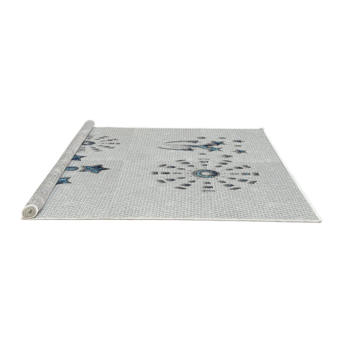 Serging Thickness of Machine Washable Transitional Dark Gray Rug, wshpat900