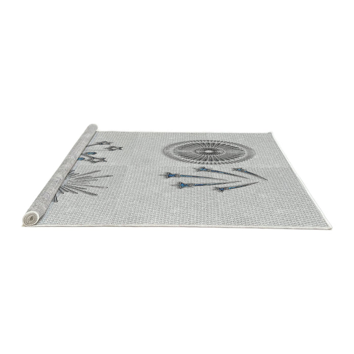 Serging Thickness of Machine Washable Transitional White Smoke Rug, wshpat905