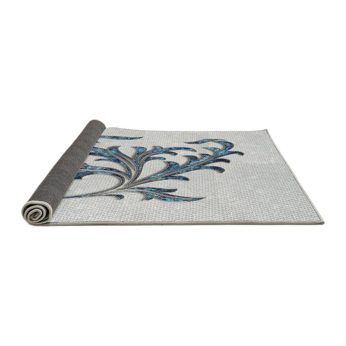 Thickness of Patterned Silver Gray Novelty Rug, pat910