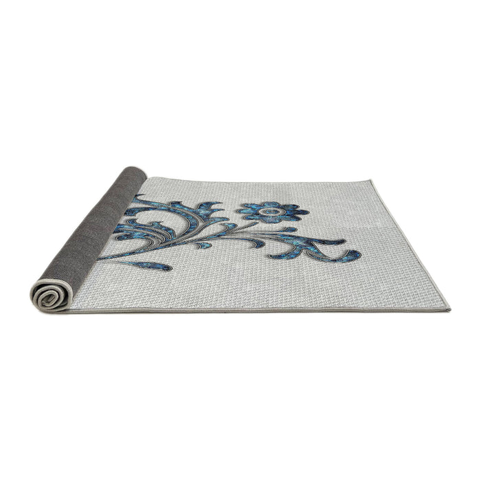 Thickness of Patterned Silver Gray Novelty Rug, pat911