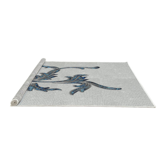 Serging Thickness of Machine Washable Transitional White Smoke Rug, wshpat913