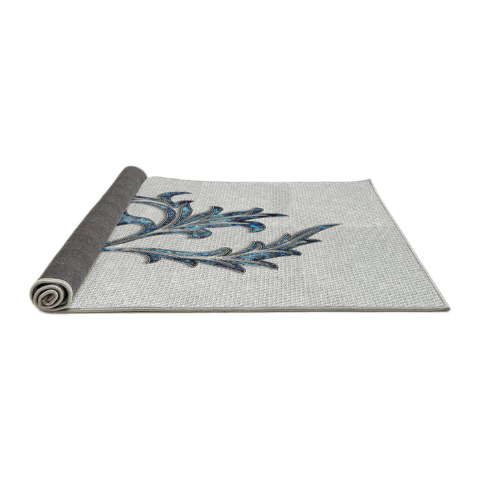 Thickness of Patterned Silver Gray Novelty Rug, pat914
