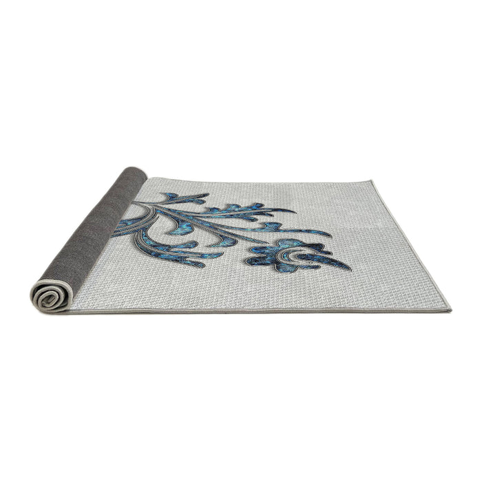 Thickness of Patterned Silver Gray Novelty Rug, pat919