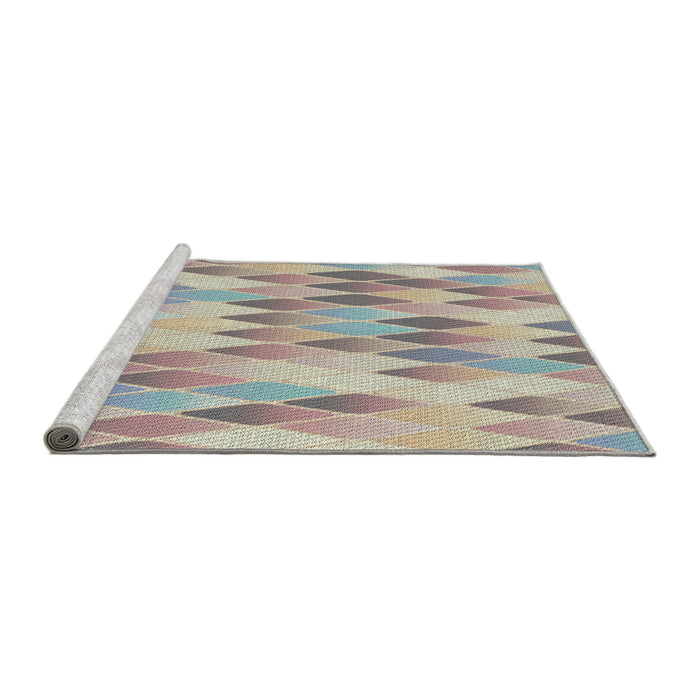 Serging Thickness of Machine Washable Transitional Tan Brown Gold Rug, wshpat92