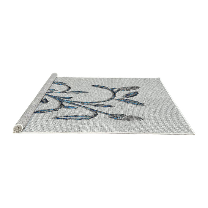 Serging Thickness of Machine Washable Transitional White Smoke Rug, wshpat920