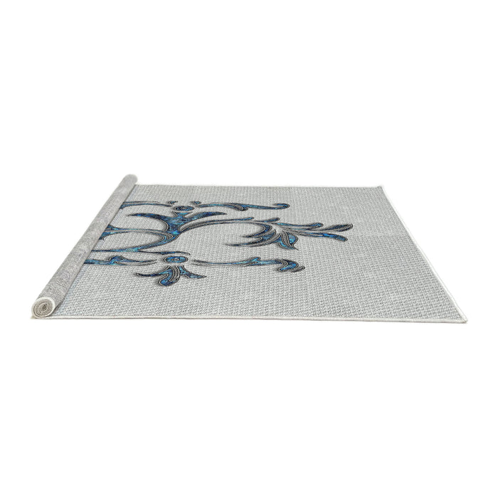 Serging Thickness of Machine Washable Transitional White Smoke Rug, wshpat921