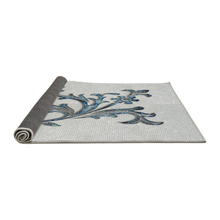 Thickness of Patterned Silver Gray Novelty Rug, pat922