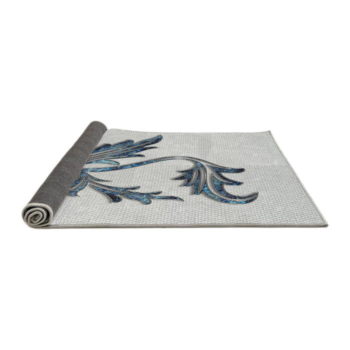 Thickness of Patterned Silver Gray Novelty Rug, pat925
