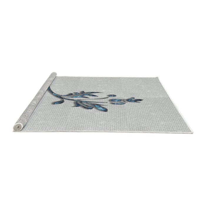 Serging Thickness of Machine Washable Transitional Dark Gray Rug, wshpat928
