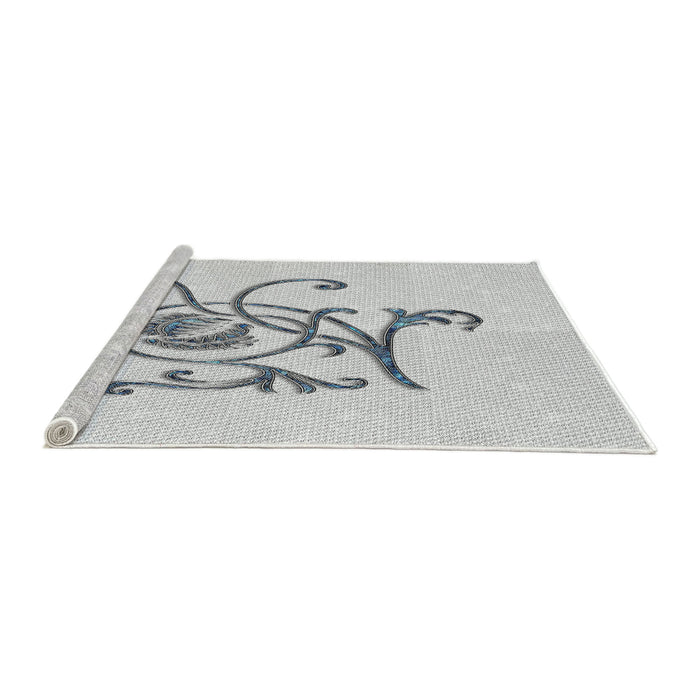 Serging Thickness of Machine Washable Transitional White Smoke Rug, wshpat929