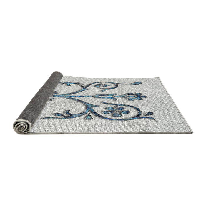 Thickness of Patterned Silver Gray Novelty Rug, pat932