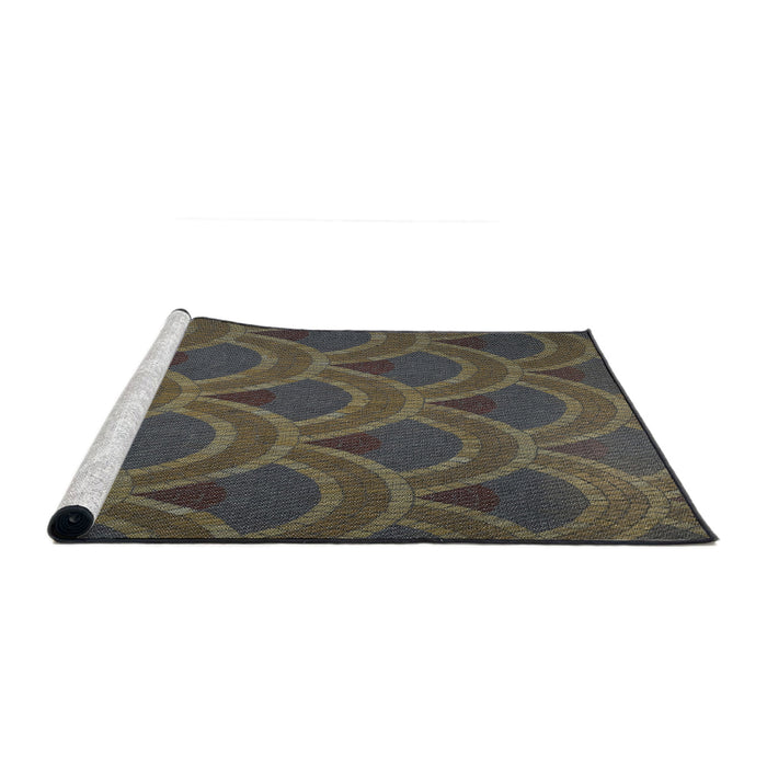 Serging Thickness of Machine Washable Transitional Khaki Green Rug, wshpat934