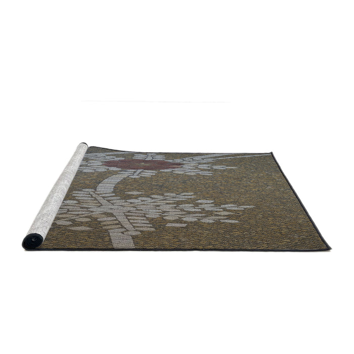 Serging Thickness of Machine Washable Transitional Mocha Brown Rug, wshpat936