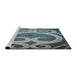 Serging Thickness of Machine Washable Transitional Dark Blue Grey Blue Rug, wshpat937