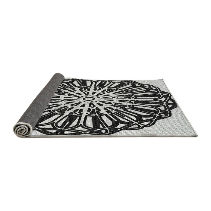 Thickness of Patterned Charcoal Black Novelty Rug, pat940