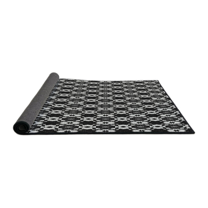 Thickness of Patterned Black Novelty Rug, pat956