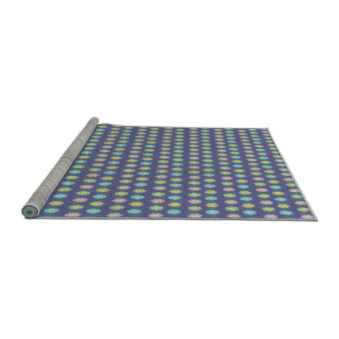 Serging Thickness of Machine Washable Transitional Deep Periwinkle Purple Rug, wshpat958
