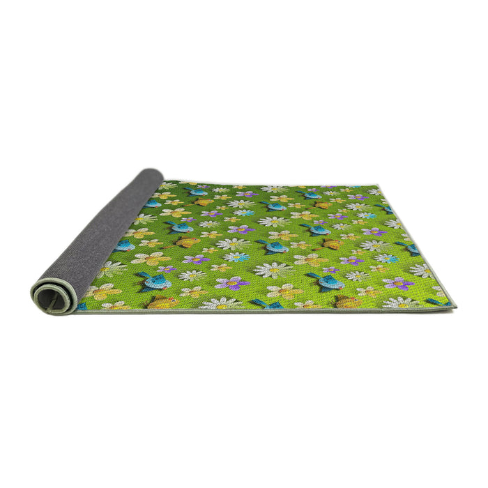 Thickness of Patterned Yellow Green Novelty Rug, pat959