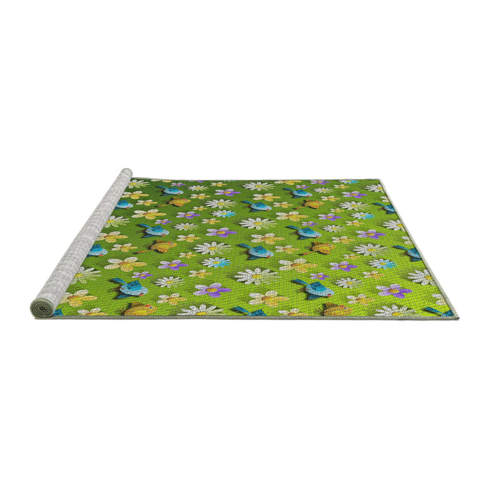 Serging Thickness of Machine Washable Transitional Yellow Green Rug, wshpat959